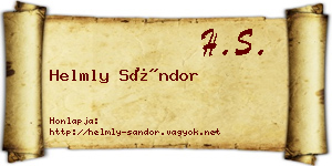 Helmly Sándor névjegykártya